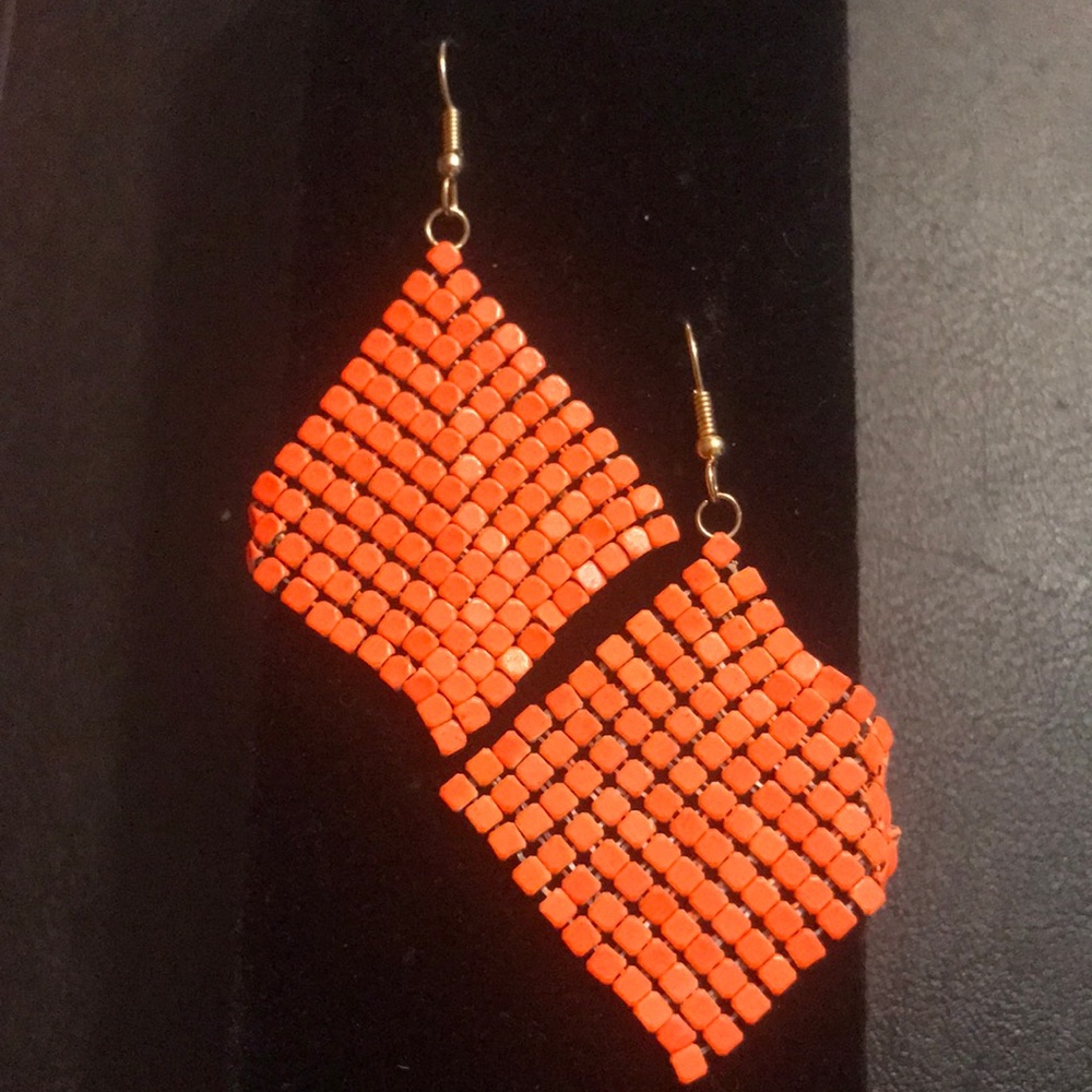 🍊 ORANGE METAL MESH EARRINGS